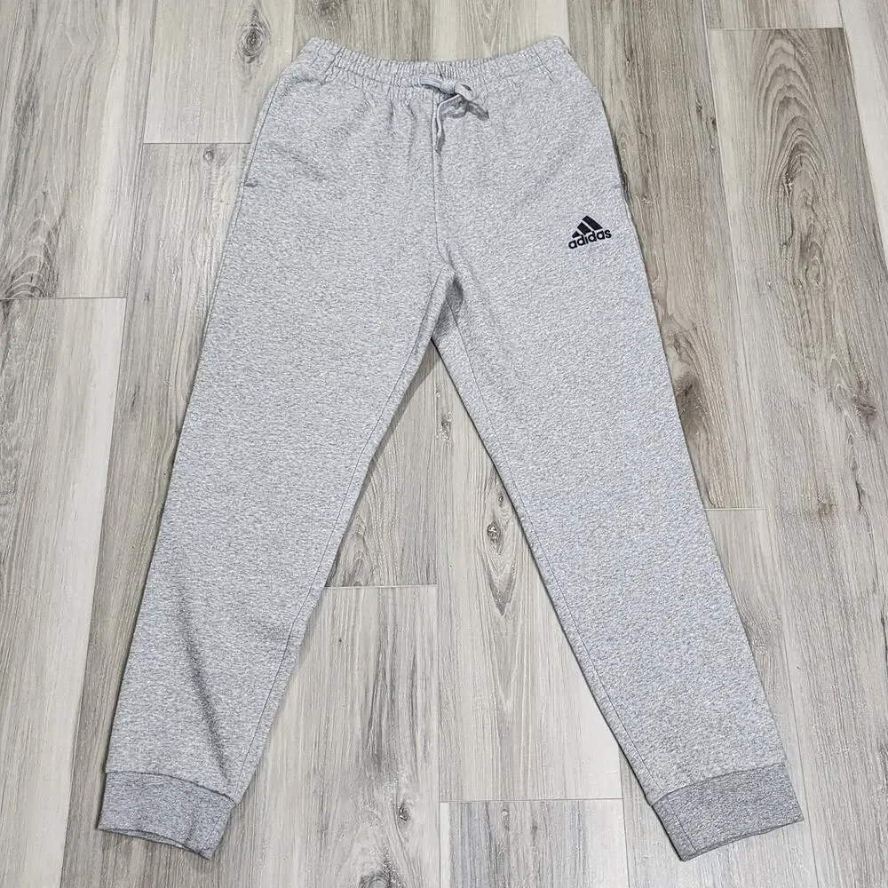 Adidas Pants Men's Small Gray Essentials Fleece Regular Tapered